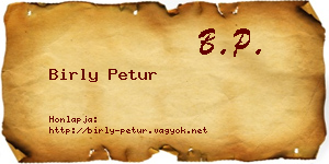 Birly Petur névjegykártya